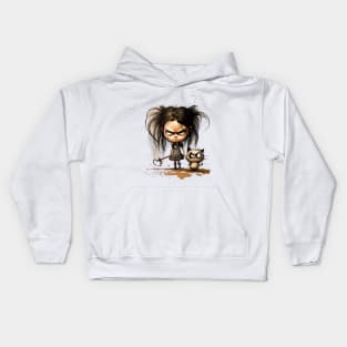 Angry Girl with Angry Cat Kids Hoodie